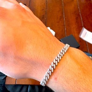9.25 silver Moissanite Cuban link Bracelet 6mm